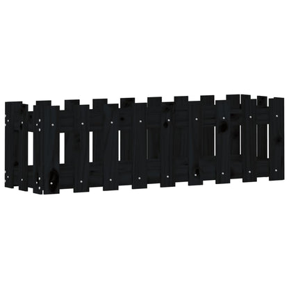 Arriate Elevado Jardín Con Valla Madera Pino Negro 100x30x30cm_0