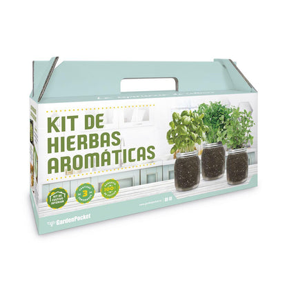Kit de cultivo interior de aromáticas: orégano, cilantro y hierbabuena