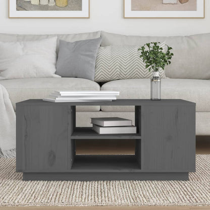 Mesa De Centro De Madera Maciza De Pino Gris 90x49x40,5 Cm_1