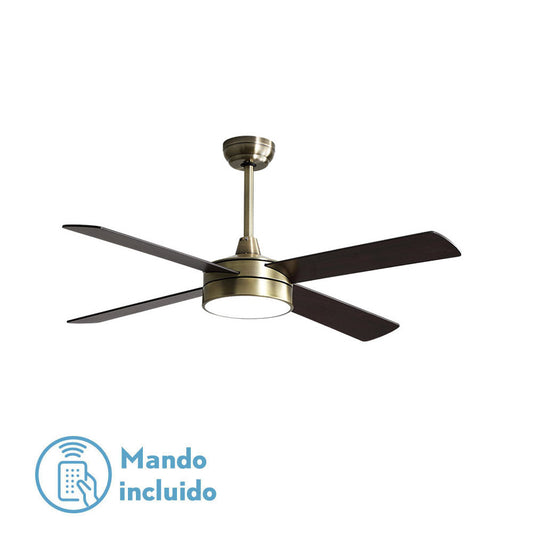 Ventilador Dc Nevery 26w Cuero 4 Aspas Roble/nogal 122d 2950lm 3000-4000-6000k Remoto-temporizador-memoria 24_0