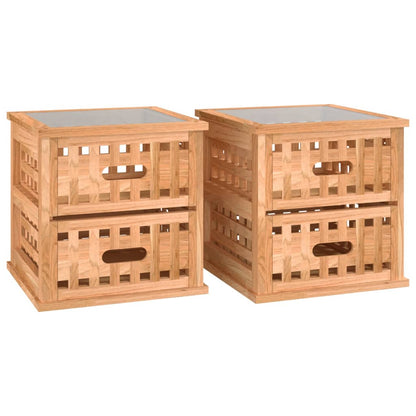 Mesitas De Noche 2 Uds Madera Maciza De Nogal 34x34x34 Cm_0