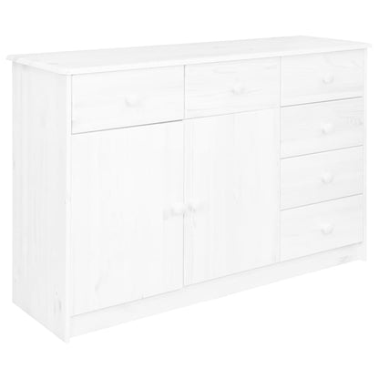Aparador 6 Cajones Madera Maciza De Pino Blanco 113x35x73 Cm_0
