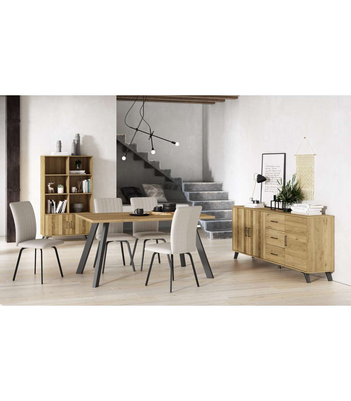 Mueble Aparador Nora 3 Puertas 3 Cajones Acabado Natural, 180.5cm(ancho) 81cm(alto) 40cm (_1