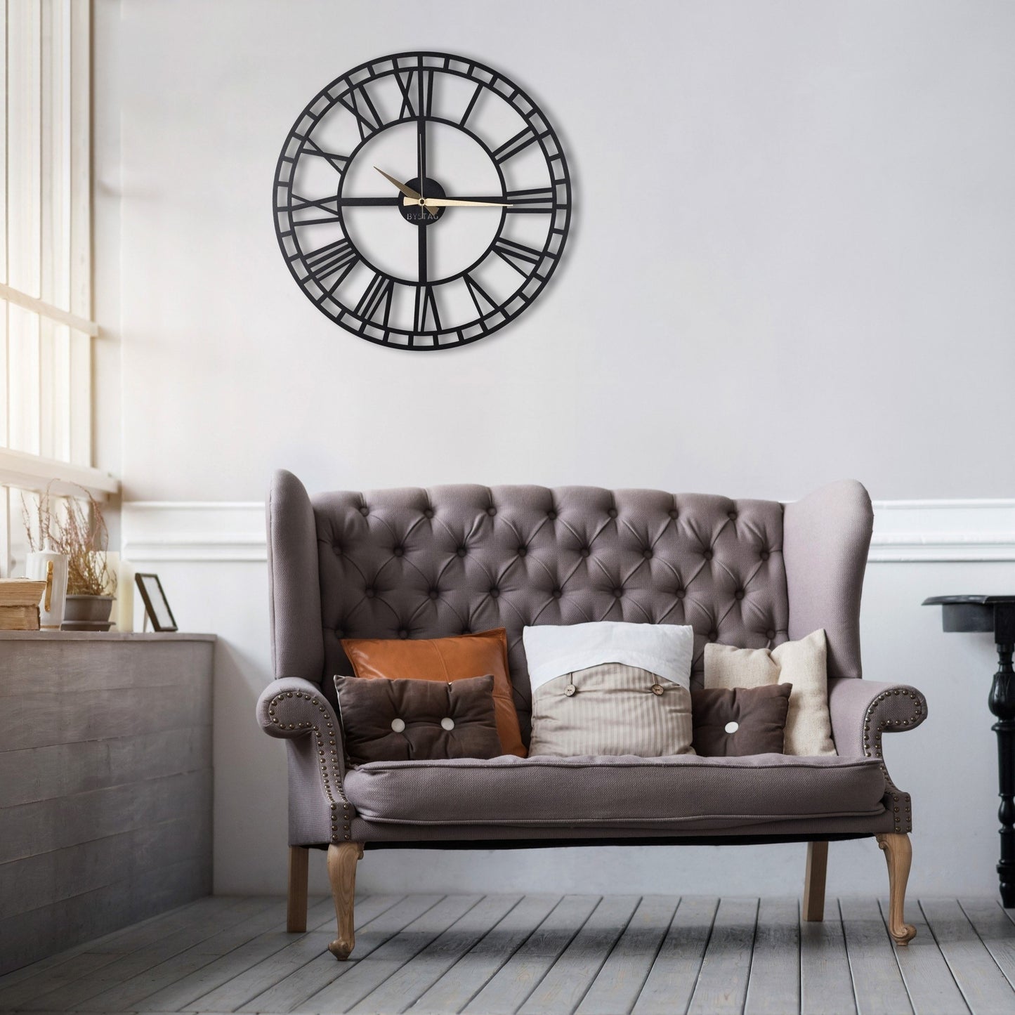 Reloj De Pared Metal Números Romanos 50x50_4