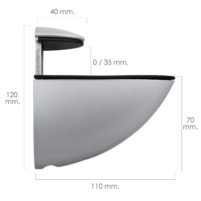 Soporte Pelicano Regulable Para Estante 1 / 35 Mm. Cromo Mate  (1 Pieza)