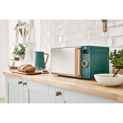 Microondas Nordic Digital, 20l, 6 Niveles, Temporizador, Tirador Efecto Madera, Diseño Swan Sm22036 Verde_0