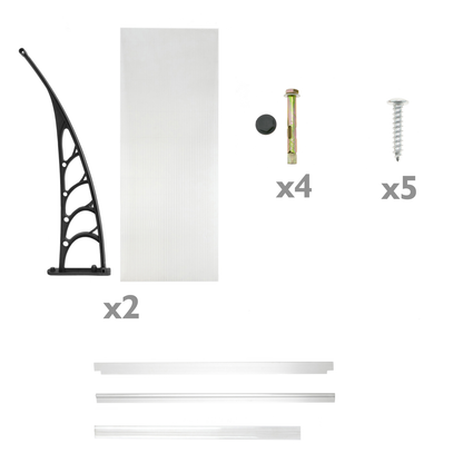 Tejadillo De Protección 120x90cm Marquesina Para Puertas Y Ventanas Negro_4