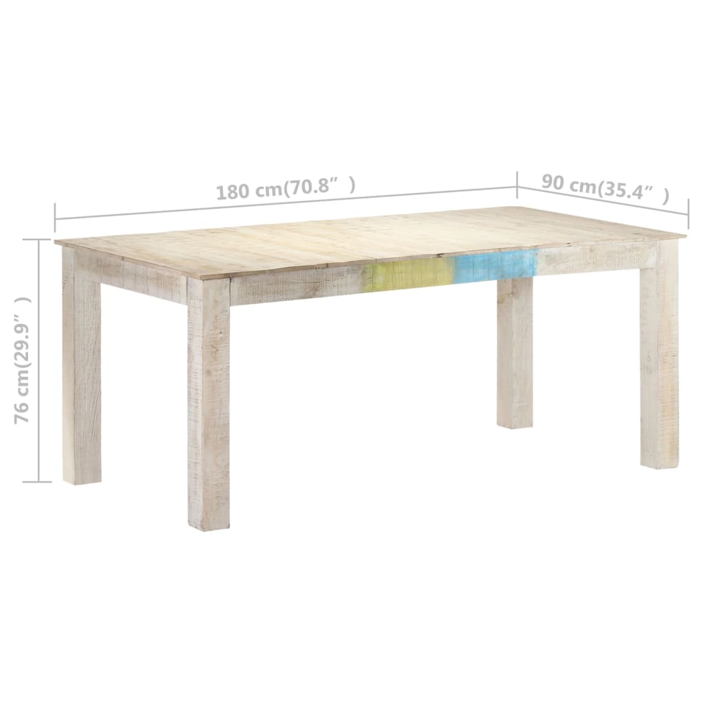 Mesa De Comedor De Madera Maciza De Mango Blanco 180x90x76 Cm_4