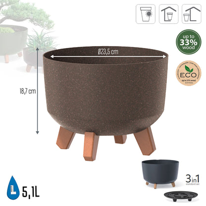 Macetero Color Café,sin Depósito , Colección Gracia De 23,5 X 23,5 X 18,7 Cm, Capacidad De 5,1 L._2