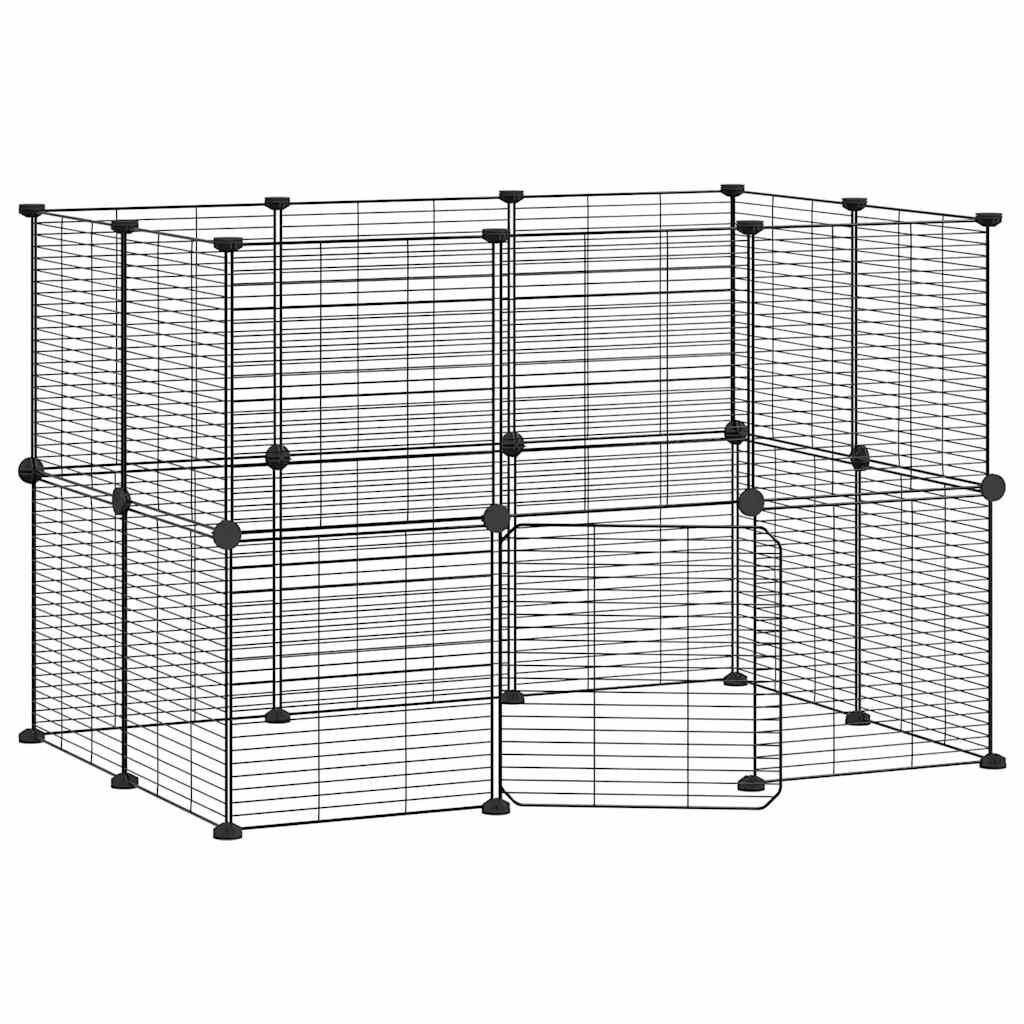 Vidaxl Jaula Para Mascotas De 20 Paneles Puerta Acero Negro 35x35 Cm_0