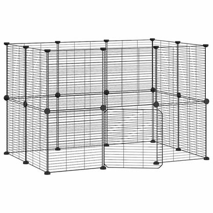 Vidaxl Jaula Para Mascotas De 20 Paneles Puerta Acero Negro 35x35 Cm_0