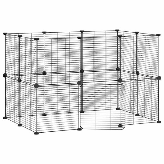 Vidaxl Jaula Para Mascotas De 20 Paneles Puerta Acero Negro 35x35 Cm_0
