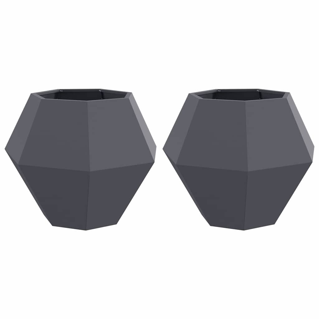 Jardinera 2 Pcs Antracita 75 X 75 X 60 Cm Acero_0