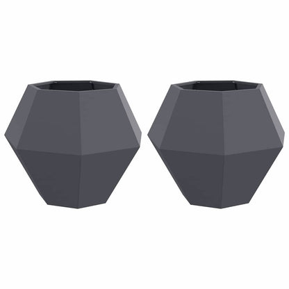 Jardinera 2 Pcs Antracita 75 X 75 X 60 Cm Acero_0