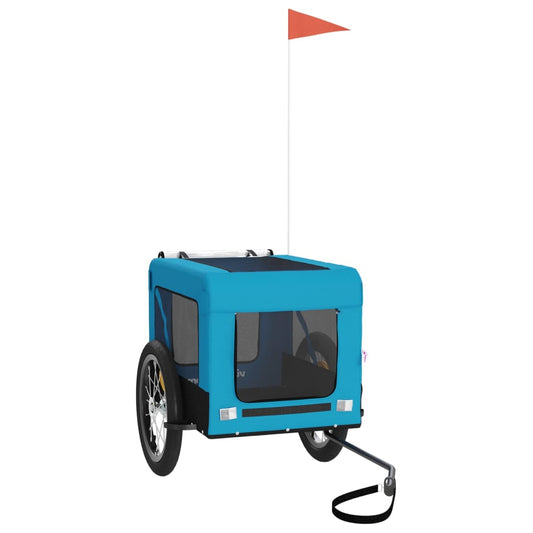 Vidaxl Remolque De Bicicleta Mascotas Hierro Tela Oxford Azul Negro_0