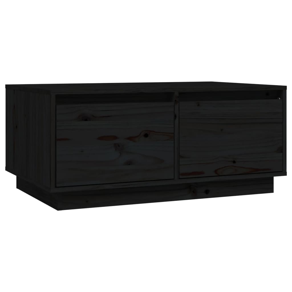 Mesa De Centro De Madera Maciza De Pino Negro 80x50x35 Cm_0