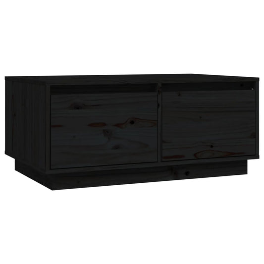 Mesa De Centro De Madera Maciza De Pino Negro 80x50x35 Cm_0