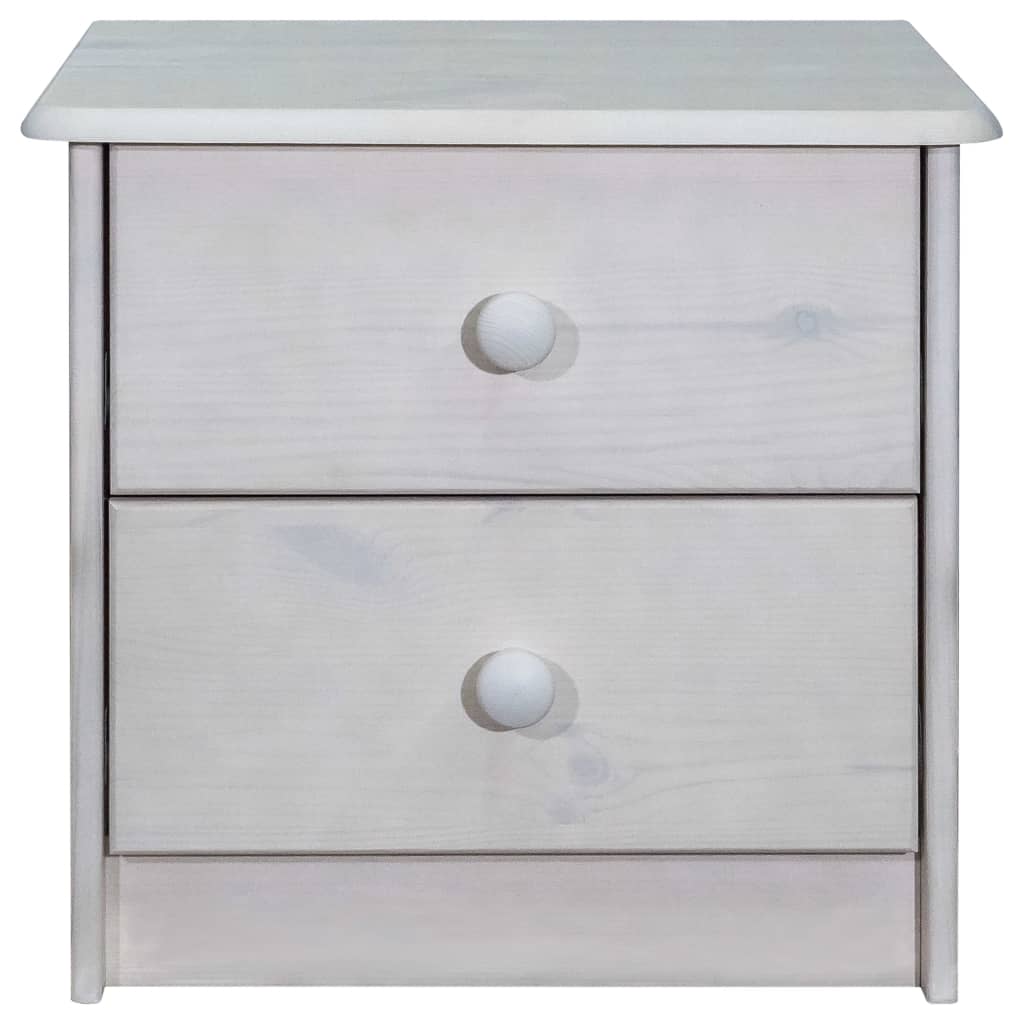 Mesita De Noche De Madera Maciza De Pino 43x34x40 Cm_0
