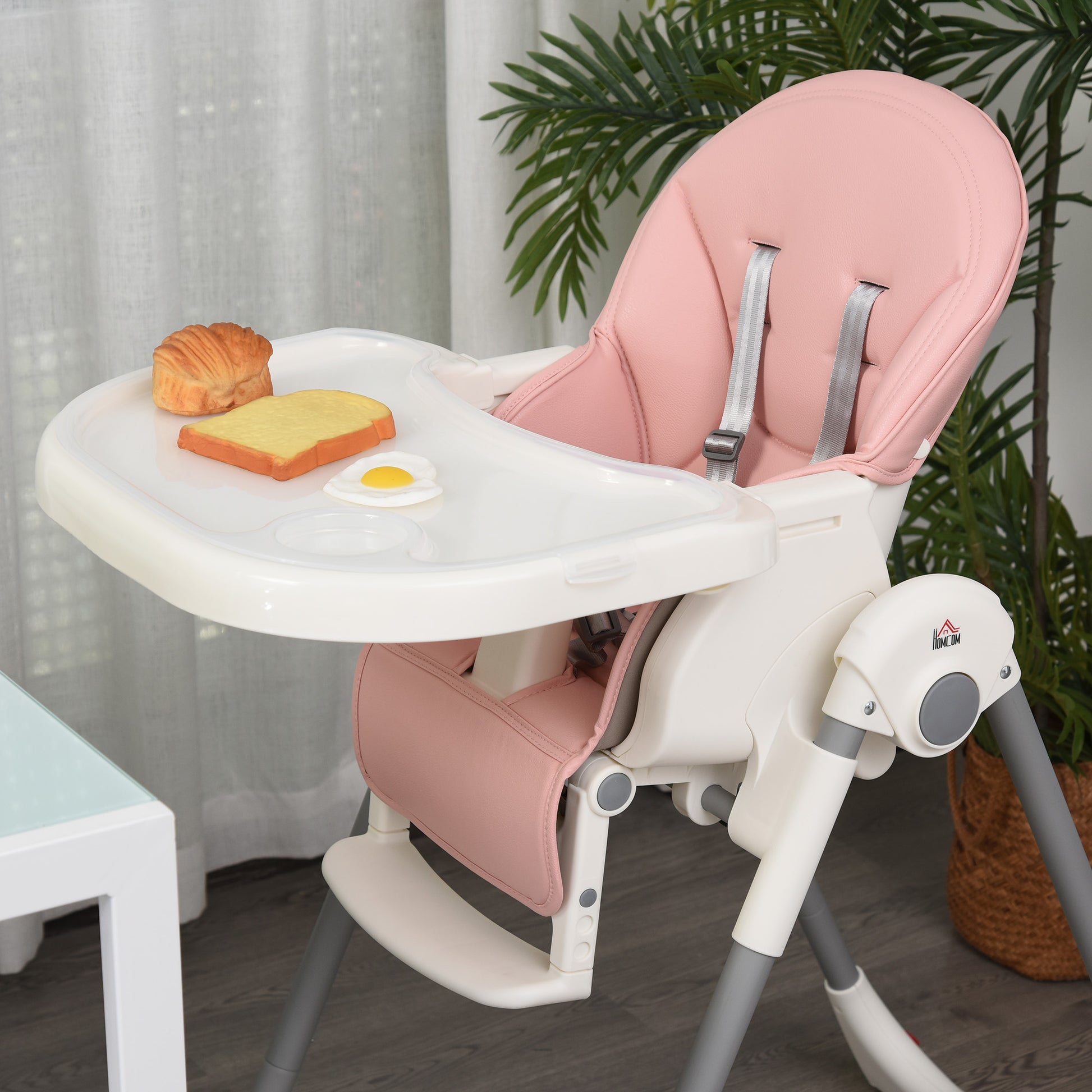 Homcom Trona Para Bebé Evolutiva Plegable De +6 Meses Altura Ajustable Ruedas Y_3