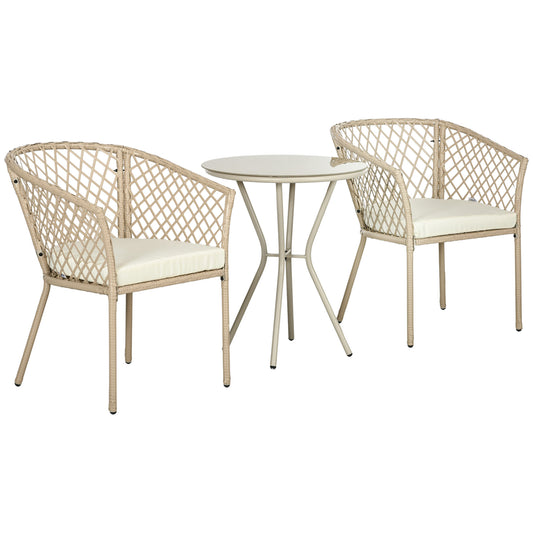 Outsunny Conjunto De Mesa Y 2 Sillas De Jardín De 3 Piezas Caqui_0