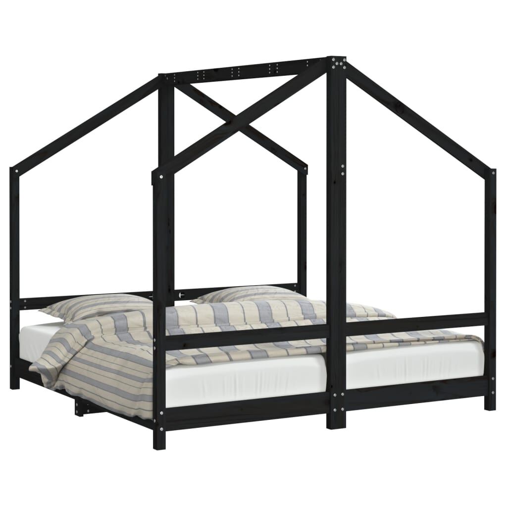 Vidaxl Estructura De Cama Para Niños Madera De Pino Negro 80x160 Cm_0