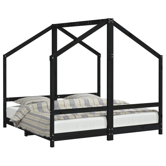 Vidaxl Estructura De Cama Para Niños Madera De Pino Negro 80x160 Cm_0