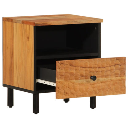 Mesita De Noche De Madera Maciza De Acacia 40x33x46 Cm_2