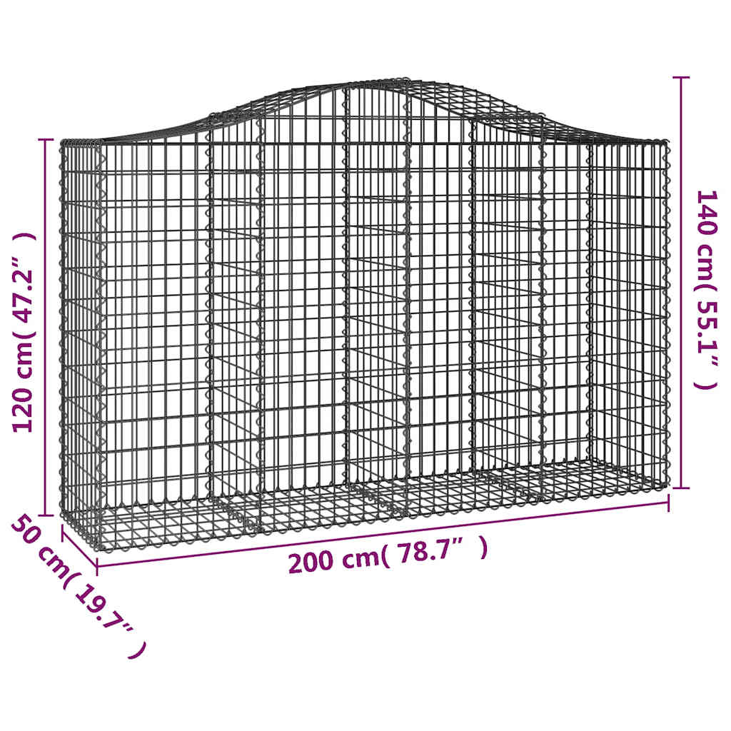 Cestas De Gaviones 8 Uds Forma De Arco Hierro 200x50x120/140 Cm_5