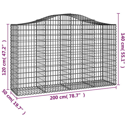 Cestas De Gaviones 8 Uds Forma De Arco Hierro 200x50x120/140 Cm_5