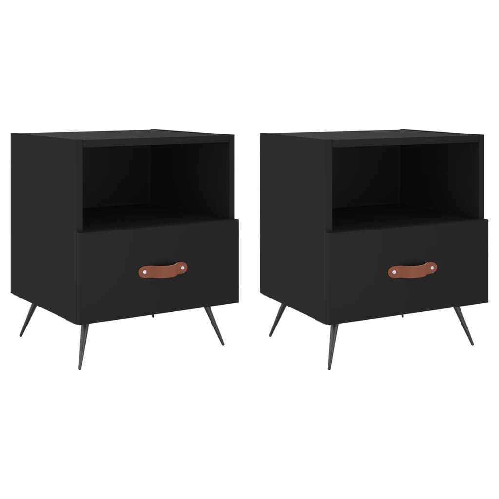 Mesitas De Noche 2 Uds Madera Ingeniería Negro 40x35x47,5 Cm_0