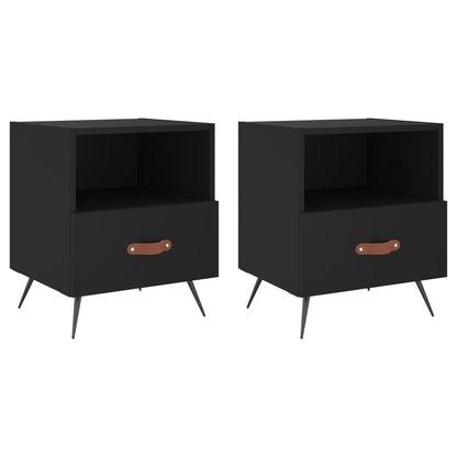 Mesitas De Noche 2 Uds Madera Ingeniería Negro 40x35x47,5 Cm_0