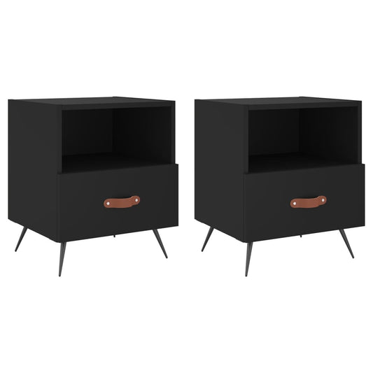 Mesitas De Noche 2 Uds Madera Ingeniería Negro 40x35x47,5 Cm_0