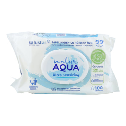 Papel higiénico húmedo Natur Aqua 100 uds