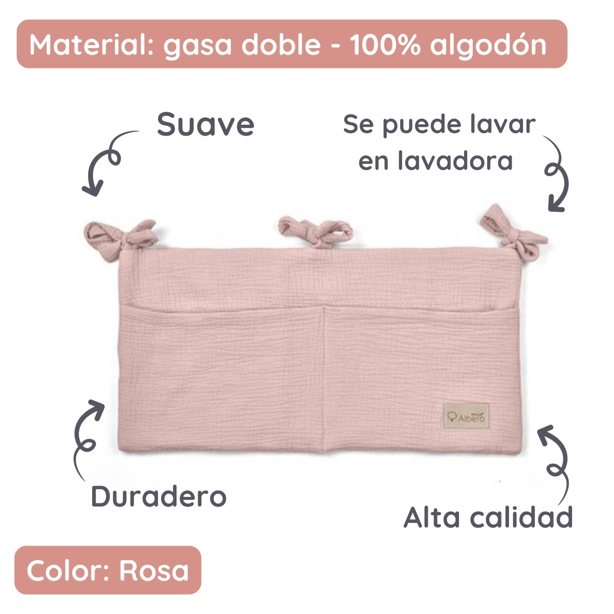 Cotton Color Organizador De Cuna Con Compartimentos Muselina_3