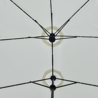Outsunny Sombrilla Doble De Jardín Con 48 Luces Led Solar 450x265x240 Cm Crema_4
