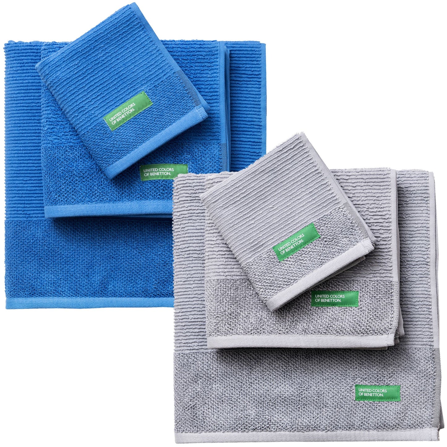 Pack De 2 Set De 3 Toallas De Baño Cada Uno En Color Azul Y Otras En Gris_0