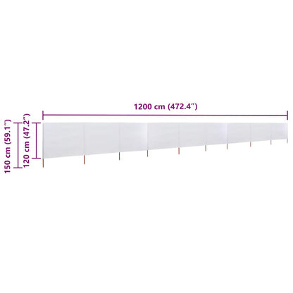 Vidaxl Paravientos De 9 Paneles Tela Blanco Arena 1200x120 Cm_2