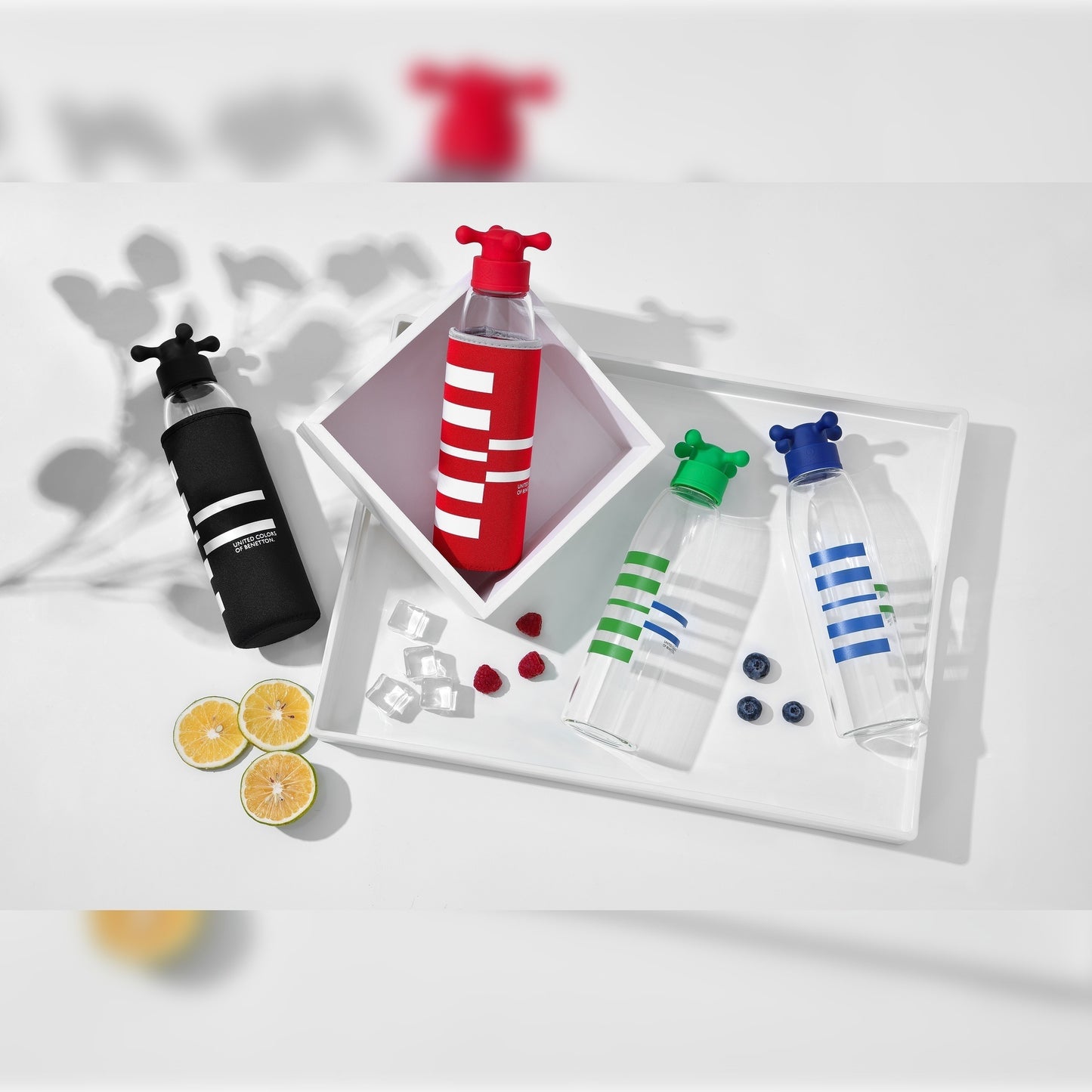 Botella De Agua 500ml Borosilicato Funda Rojo Y Tapa De Grifo Rainbow Be_5