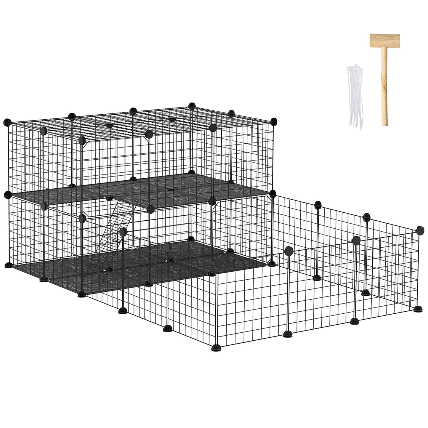 Pawhut Jaula Para Animales Pequeños Forma Personalizable 175x105x70 Cm Negro_0