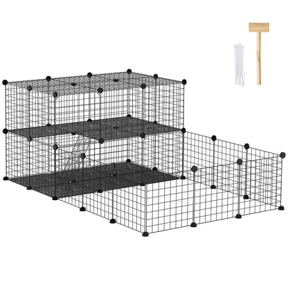Pawhut Jaula Para Animales Pequeños Forma Personalizable 175x105x70 Cm Negro_0