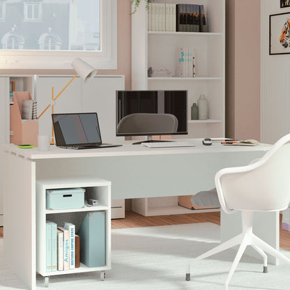 Escritorio, Mesa De Ordenador Oficina, Estudio 76 X 155 X 68 Cm, Despacho, Habitación, Desk, Briebe, Zenith, Blanco_1