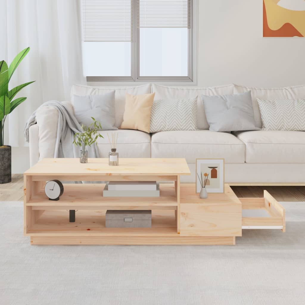 Mesa De Centro De Madera Maciza De Pino 120x50x40,5 Cm_1