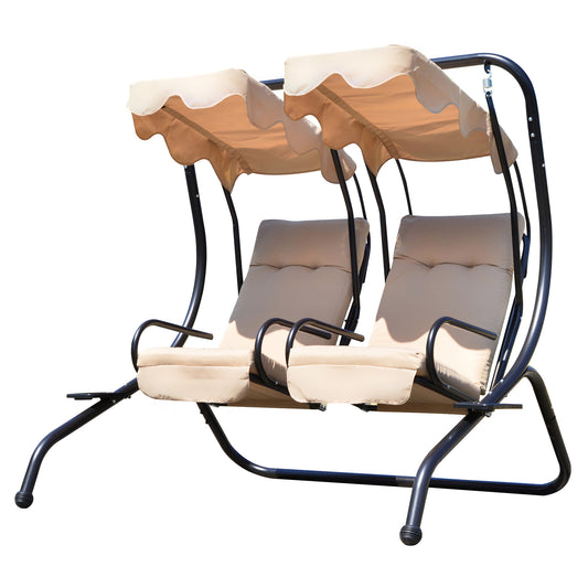 Outsunny Columpio De Jardín De 2 Plazas Con Bandeja 170x136x170 Cm Beige_0