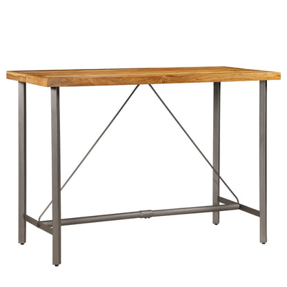 Mesa Alta De Bar Teca Maciza Reciclada 150x70x106 Cm_0