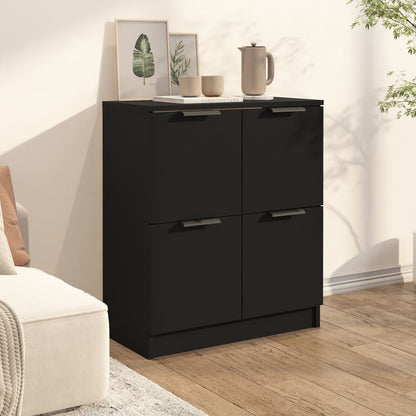 Aparador De Madera Contrachapada Negro 60x30x70 Cm / Vetonek_5
