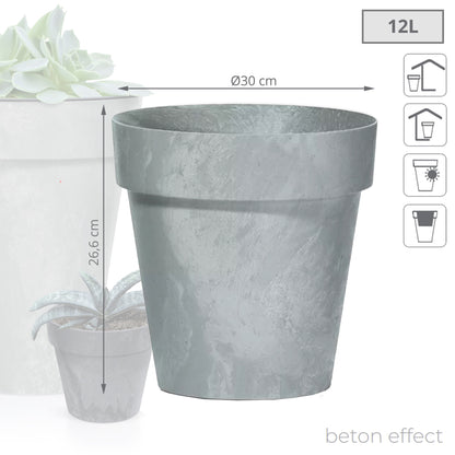 Maceta Cube Beton Effect 12l., Dimensiones (mm) 300x300x266, Color Hormigón_2