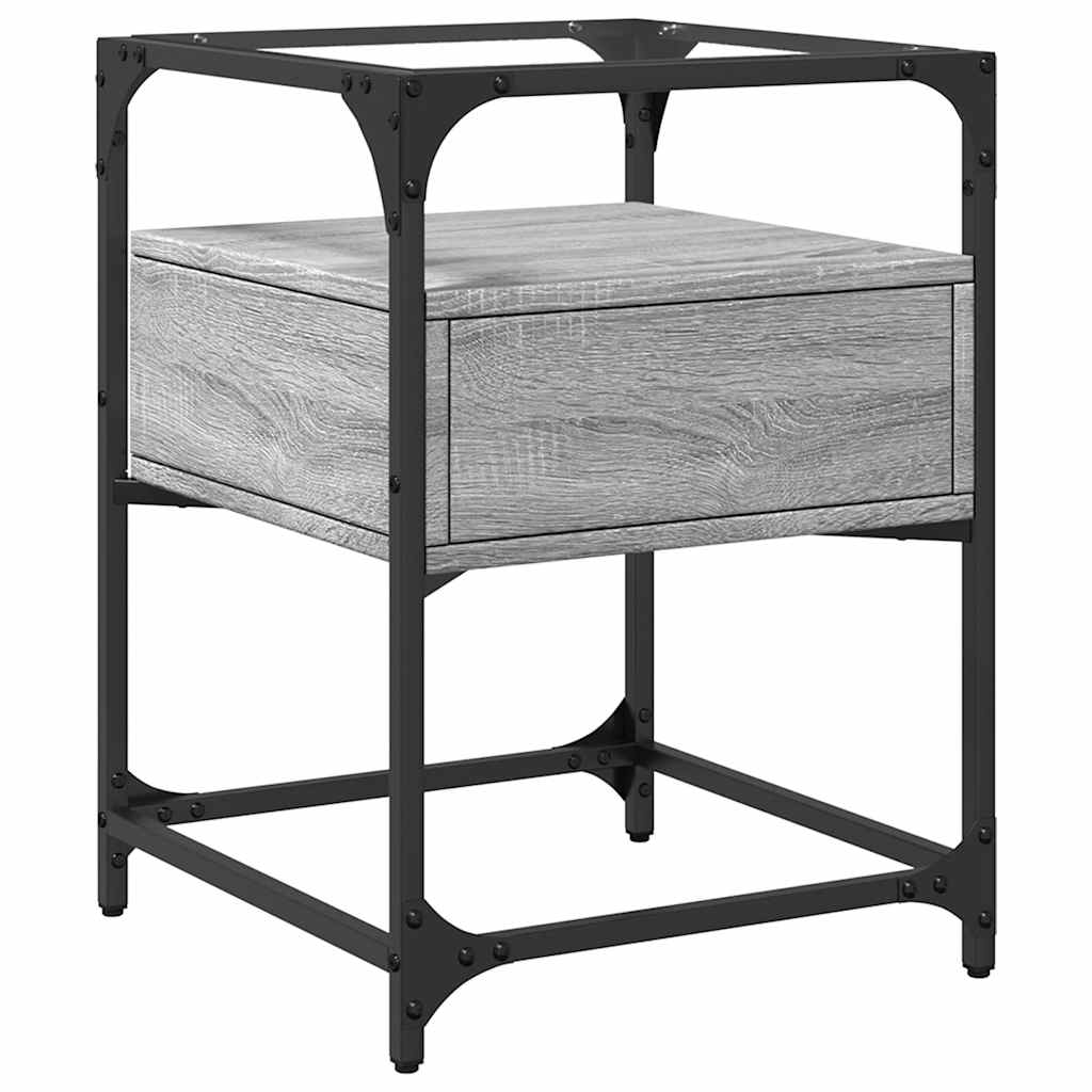 Mesita De Noche Madera De Ingeniería Gris Sonoma 40x40x55 Cm_4