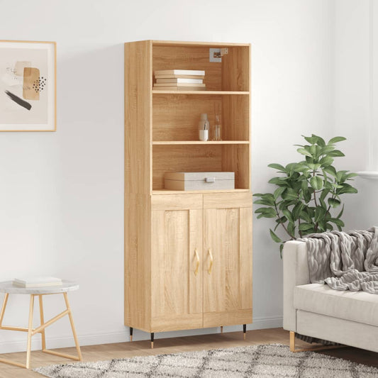 Aparador Alto Madera Contrachapada Color Roble 69,5x34x180 Cm_0