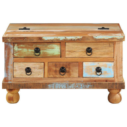 Mesa De Centro De Madera Maciza Reciclada 70x70x38 Cm_0