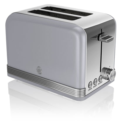Swan Retro Set Desayuno Hervidor De Agua 1,8 L Inalámbrico, Tostadora 2 Rebanadas Anchas, Vintage, Stp7050grneu, Gris_4